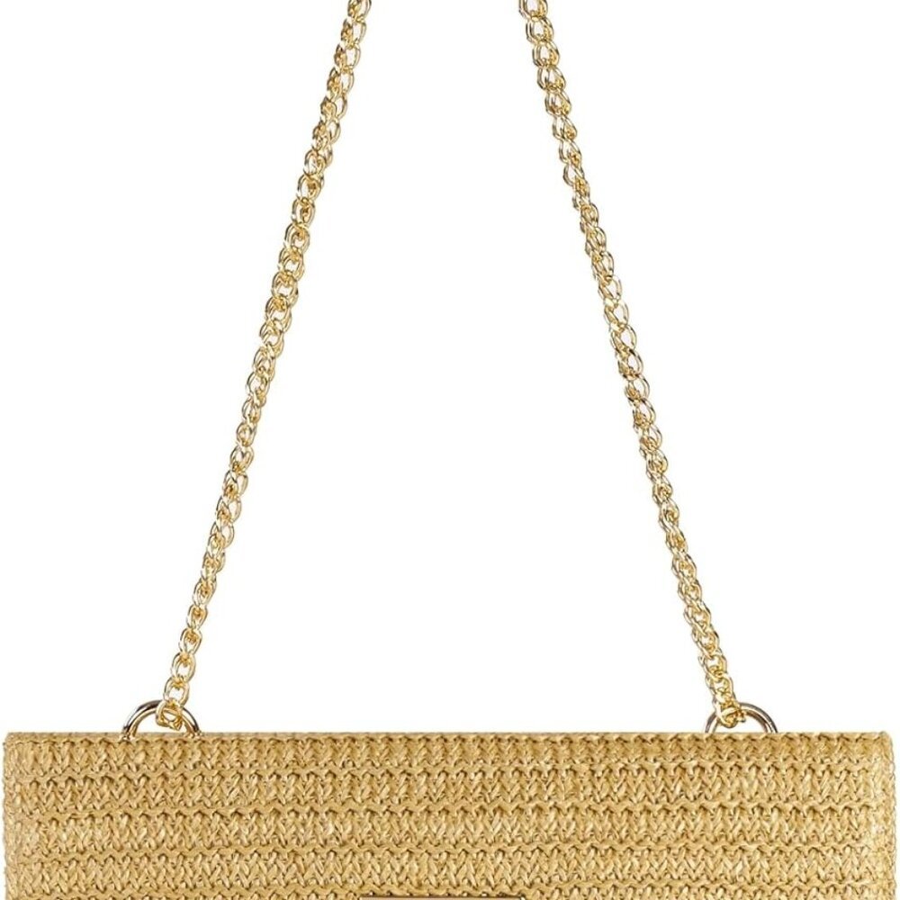 Straw Clutch Purses Women Summer Beach Handbags Boho Woven Envelope Wallet Fold